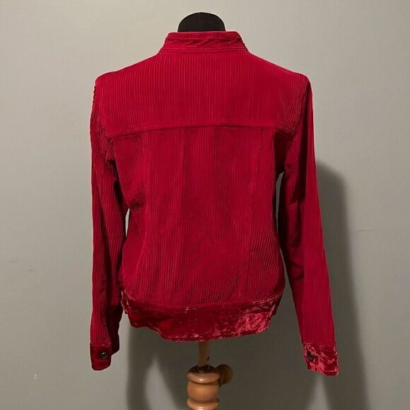 J. Jill Women’s Red Velvet Long Sleeve Button Up Corduroy Jacket - Picture 7 of 9